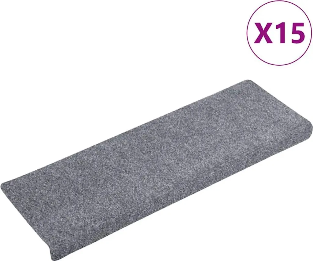 Tapis de sol escalier adhésif 65x21x4 cm en fibre résistante Gris clair