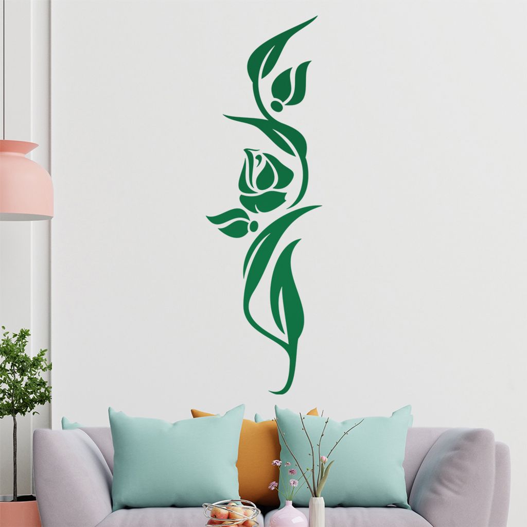 Blumen - Linien Wandtattoo in 6 Größen - Wandaufkleber Wall Sticker - Dekoration, Küche, Wohnzimmer, Schlafzimmer, Badezimmer
