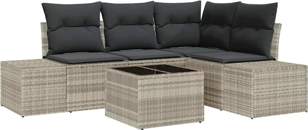 "im Sonderangebot" Gartensofa-set - elegantes Design - Sitzgruppe mit Sofa, Tisch - 5 pcs Hellgrau Poly-Rattan - Terassenmöbel DEMöbel359976