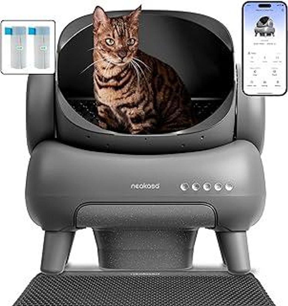 Neakasa M1 Plus Selbstreinigende Katzentoilette mit offenes Design, XXL Kapazität Katzenklo, App-Steuerung, sicher, geruchsfrei und hygienisch, mi...