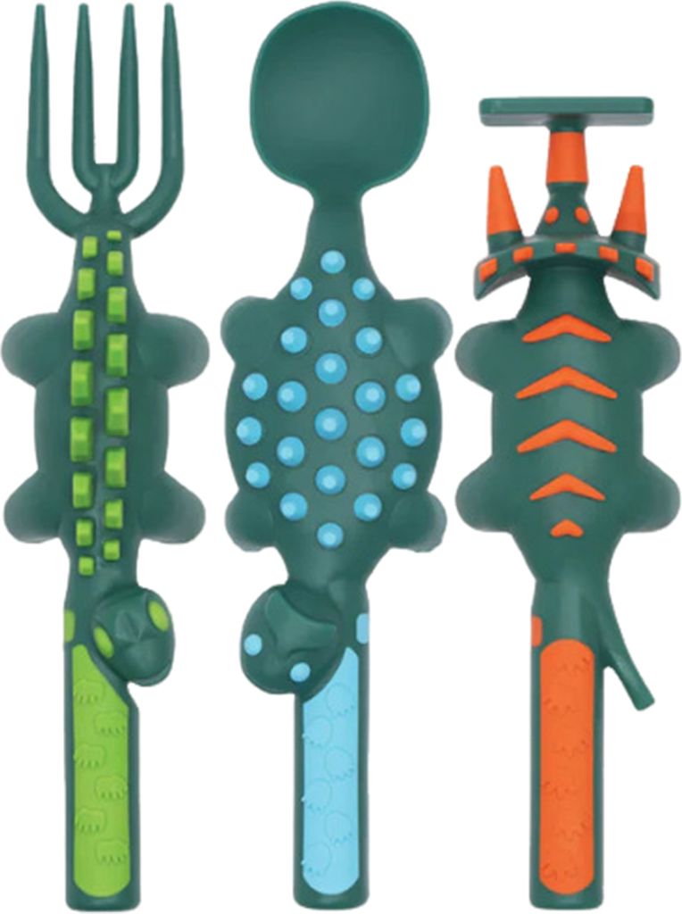 Dinosaurier-Utensilien-Set für Kleinkinder, Gabel, Löffel, Schieber, Kinderbesteck-Set für lustige Essensabenteuer, BPA-freie Küchenutensilien ...