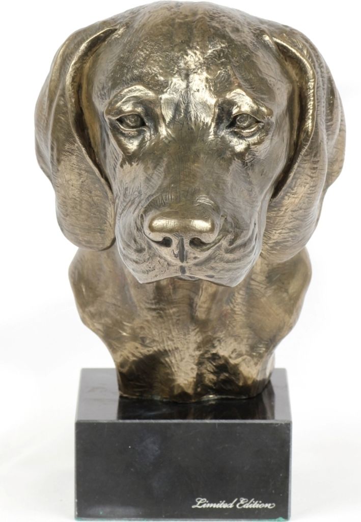 Weimaraner, Weimaraner Vorstehhund - Hundestatue, Büste auf Steinsockel, Skulptur, Trophäe für Hundeausstellung der Marke Art-Dog