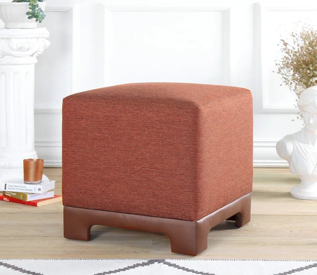 Pouf Repose-Pieds Rouge et Blanc Lenover - Optimisez votre Espace Salon