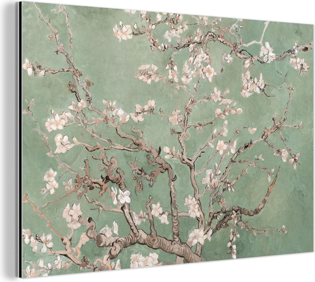 MuchoWow Wanddekoration Metall Metallbild Wandkunst 30x20 cm Mandelblüte - Kunst - Van Gogh - Grün MuchoWow Aluminium Gemälde - Aluminiumgemälder