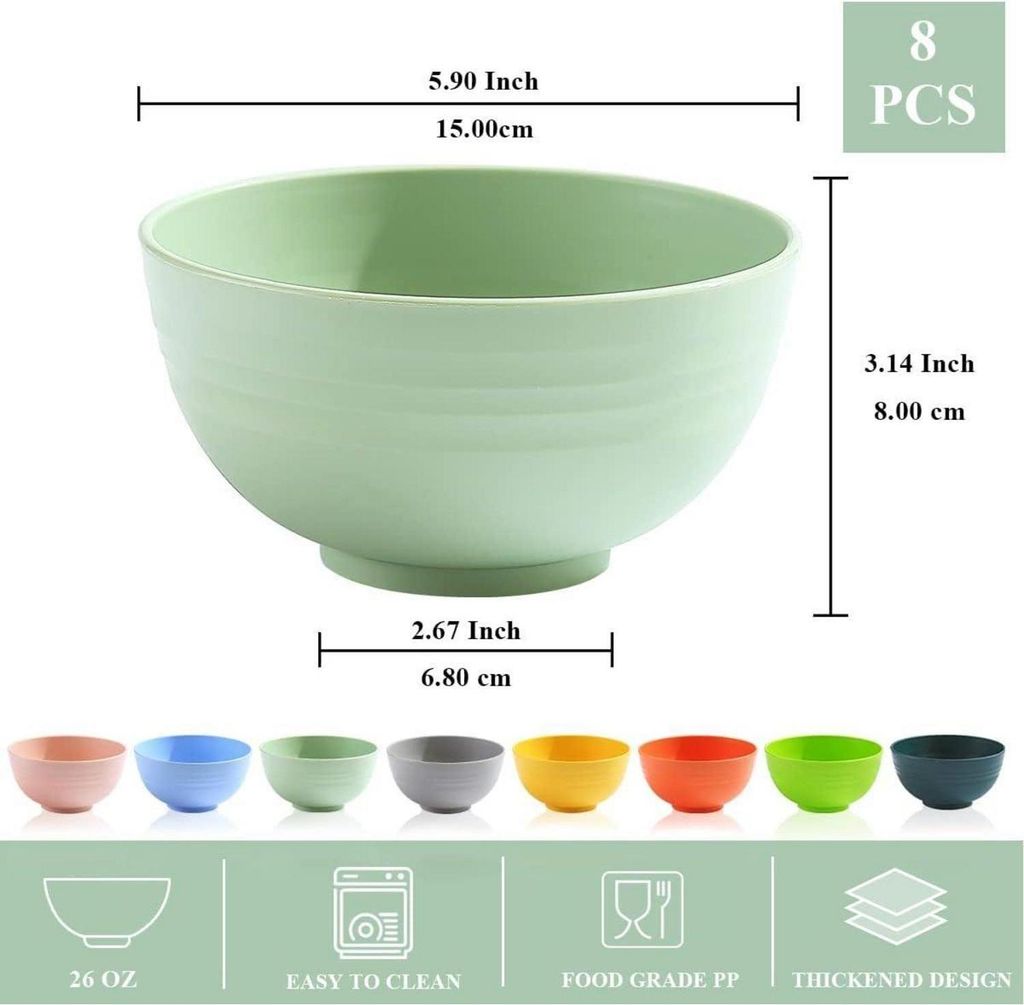 Plastik Schüssel Set 8 Farben 760 ml, mikrowellenfest, spülmaschinenfest, BPA frei