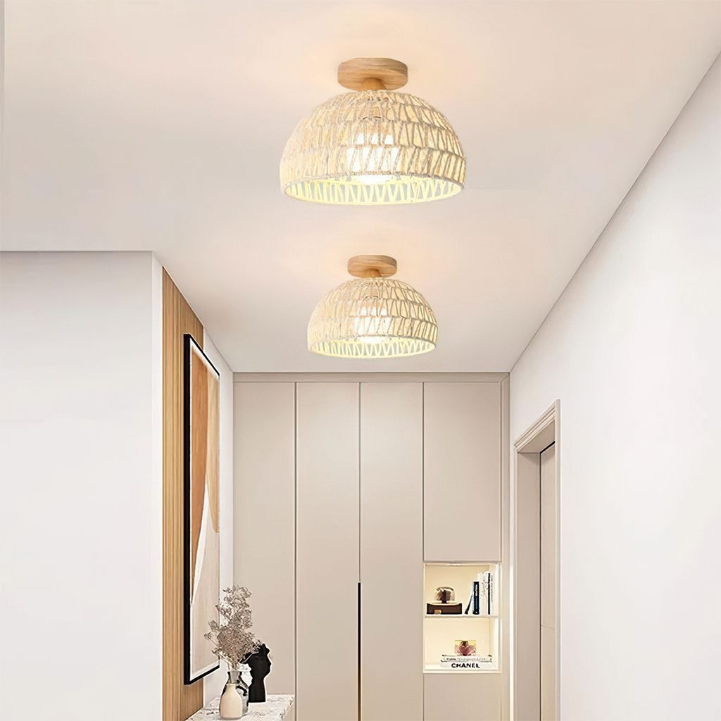 Rattan Hängelampe, E27 Deckenleuchte, Vintage Landhausstil, Produktbild 6