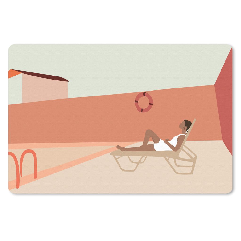 MuchoWow Mauspad Mousepad Frauen - Strandkorb - Pool - Pastell 27x18 cm - Mousepads - Maus Mat - Pad - Mausunterlage - Büroartikel - Desk Matten