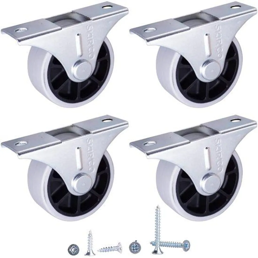 Roulettes en caoutchouc silencieuses 40 mm, fixation fixe noire x4