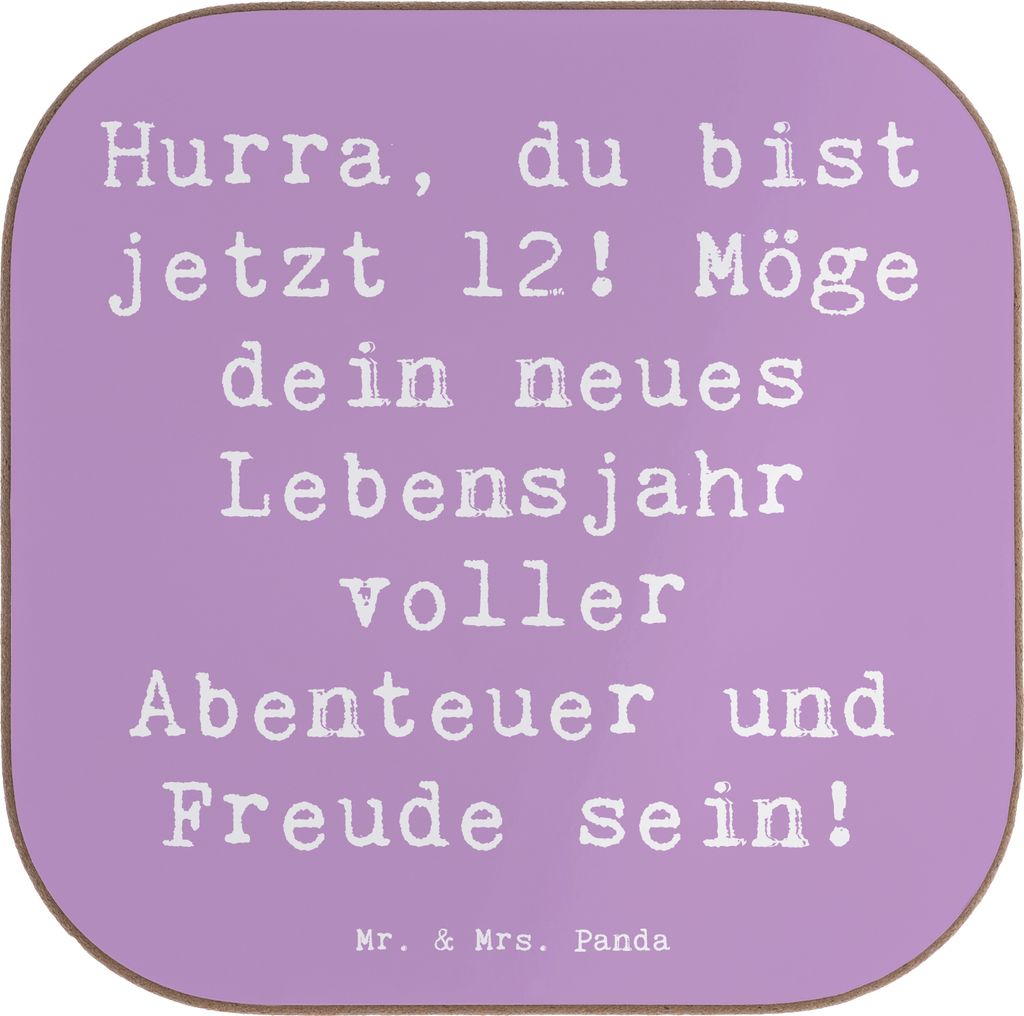 Mr. & Mrs. Panda Tischuntersetzer Spruch 12. Geburtstag - Lavendeltraum - Geschenk, 12 Jahre alt, Untersetzer für Gläser, Tassenuntersetzer, neue...