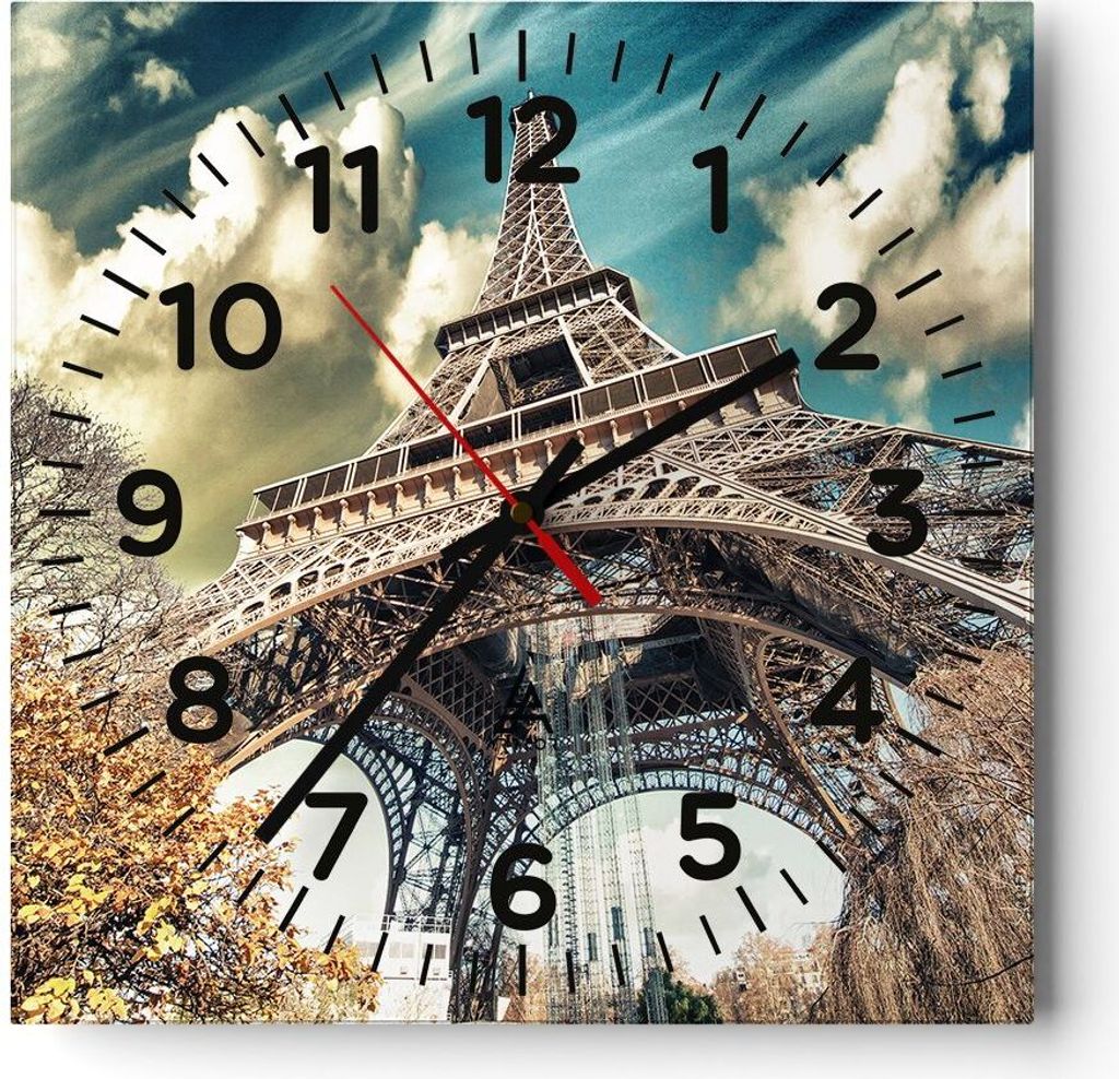 Wanduhr - Quadrat - Glasuhr - Eiffel technik europa frankreich - 40x40cm - Schleichendes Uhrwerk - Lautlos - zum Aufhängen bereit - Dekoration Mod...
