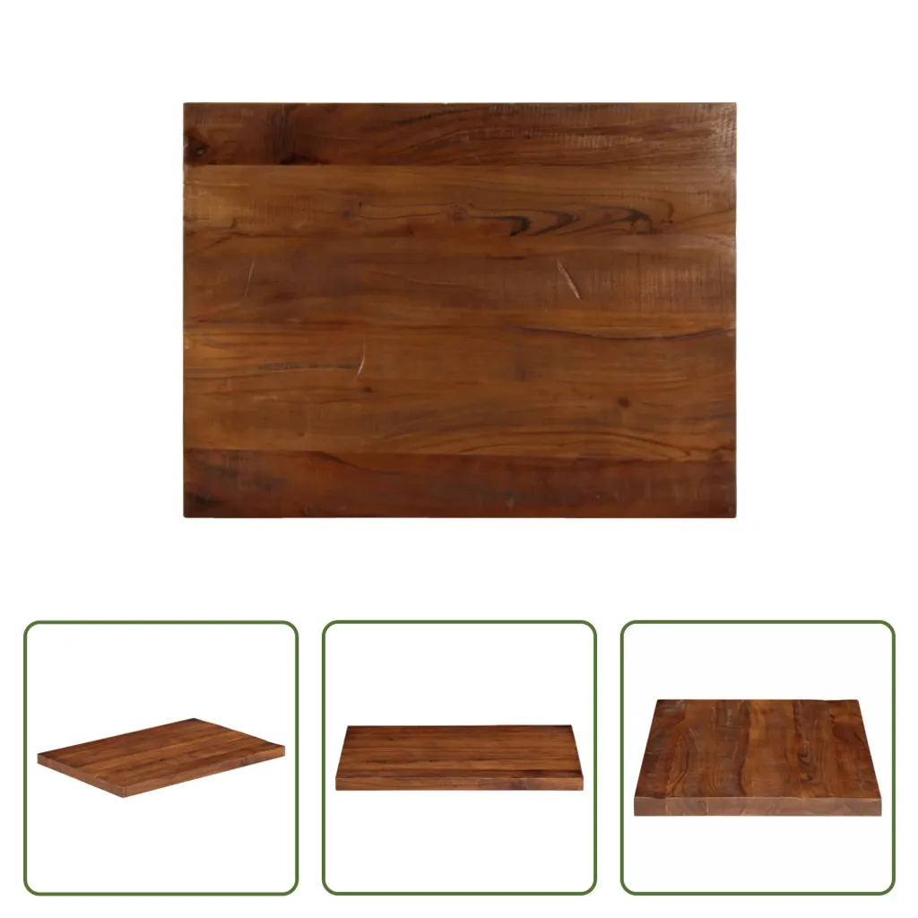 Piano Tavolo Legno Massiccio Antico 80x60x2,5 cm | Top Rettangolare DIY