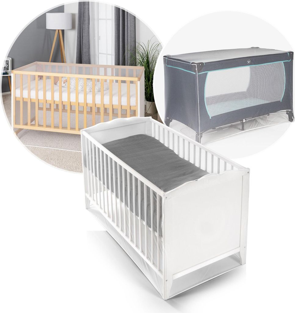 reer BiteSafe VERBESSERTER Insektenschutz fürs Kinderbett, Moskitonetz Reisebett, Insektennetz, Mückenschutz für Babys, weiß, extra groß, 87040