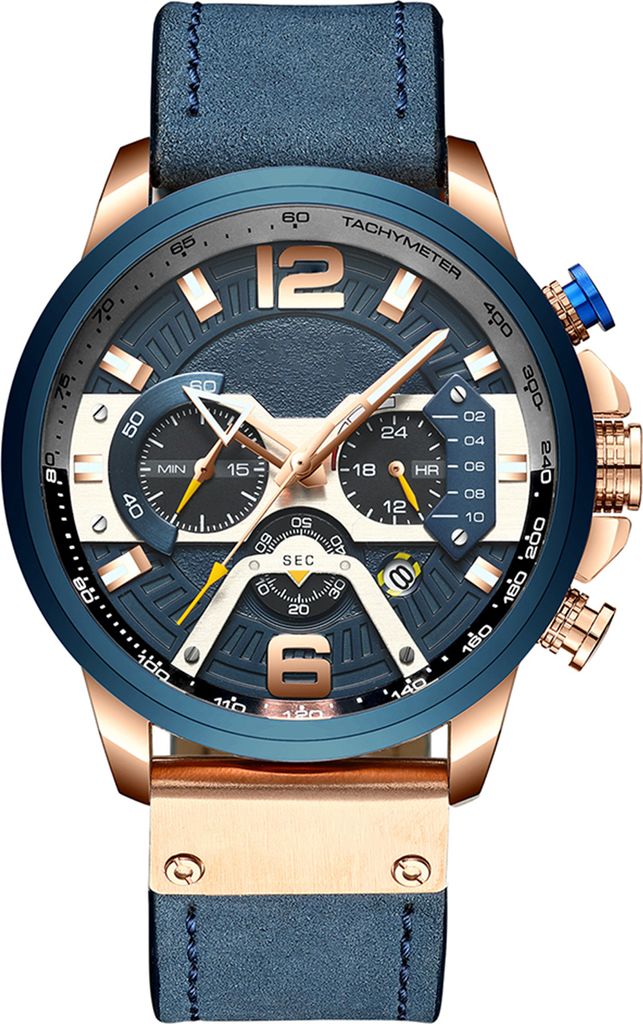 CURREN 8329 Quarzuhr Business Men Einfache Sport-Armbanduhr Drei Hilfszifferblaetter Kalender Zweite Minute 24-Stunden-Anzeige 3ATM Wasserdichte Mo...