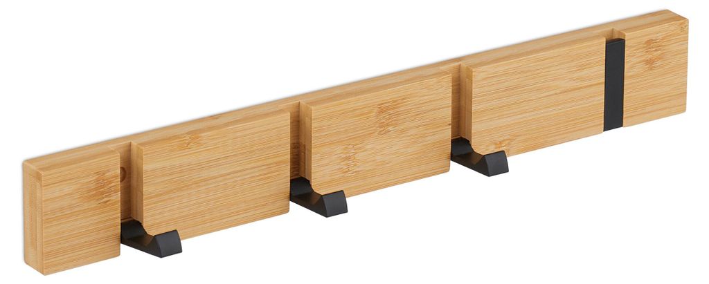 Relaxdays Garderobestang met opklapbare haken, Productafbeelding 