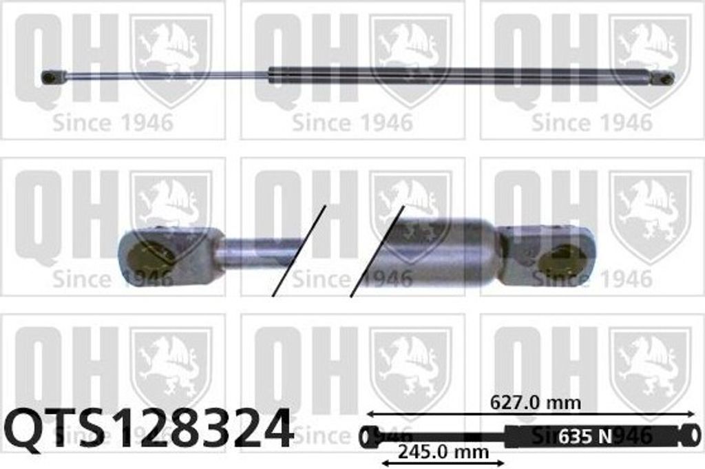 QUINTON HAZELL QTS128324 Gasfeder Heckklappendämpfer für FIAT ULYSSE (220) 627mm