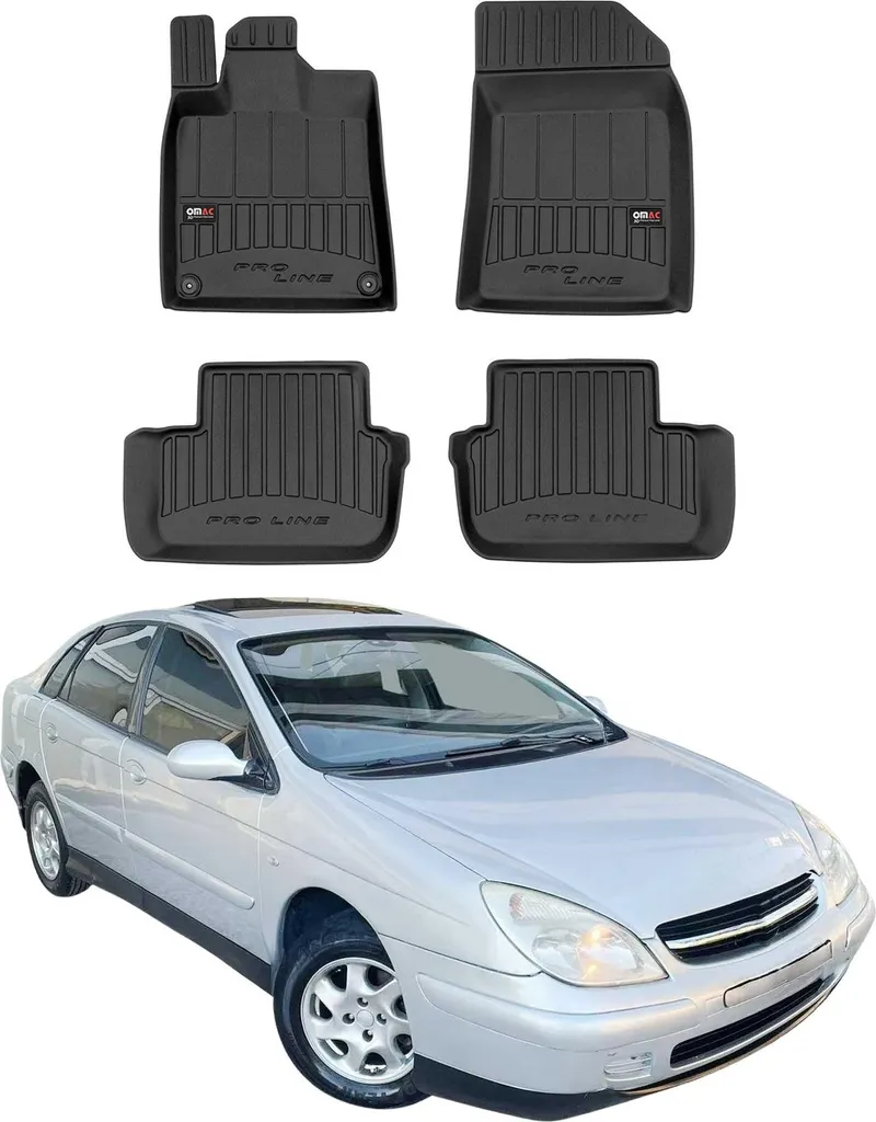 Tappetini in Gomma TPE Premium per Citroen C5 2001-2008 - Nero Opaco