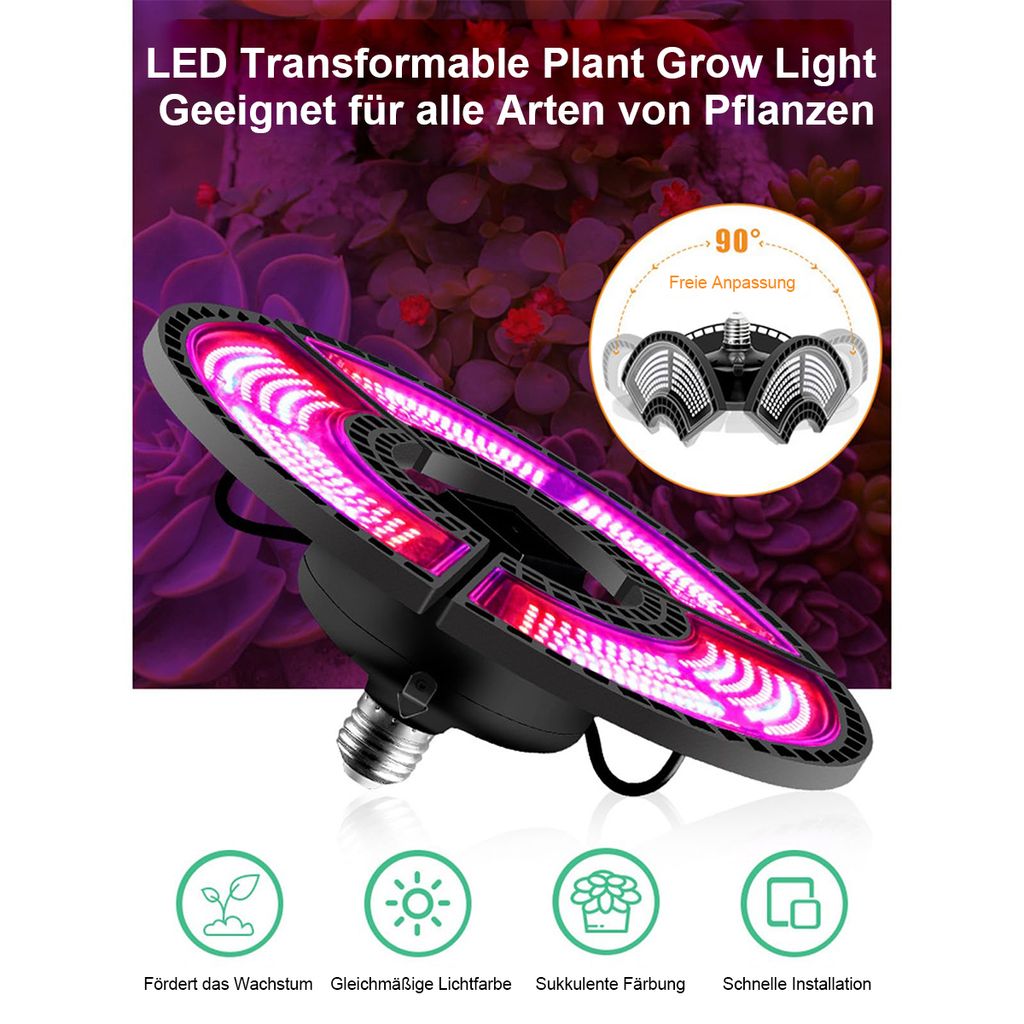 LED Faltbar Pflanzenlicht E27 360leds Vollspektrum Produktbild 5