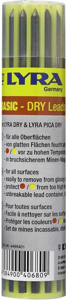 Mine Lyra Dry Grafite 2B 2.8mm - Set 12 Pezzi per Cantiere e Fai da Te