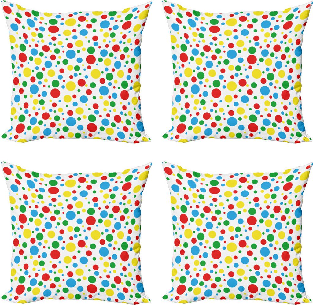 ABAKUHAUS Bunt Kissenbezug Set (4 Stück), Mehrfarbige Tupfen, Moderner Doppelseitiger Digitaldruck, 45 cm x 45 cm, Mehrfarbig