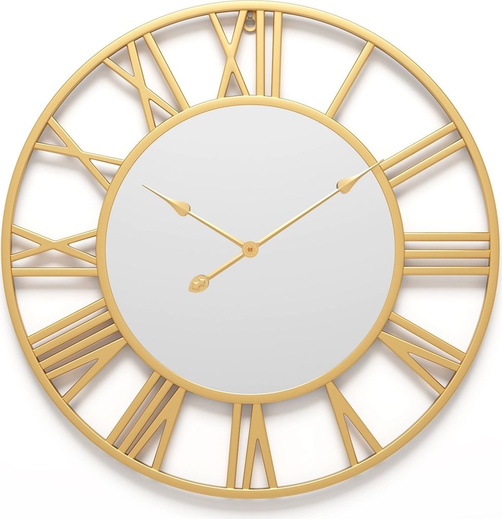 Wanduhr 40 cm große Vintage-Wanduhr aus Metall für Restaurants,Cafés,Studios, Gold