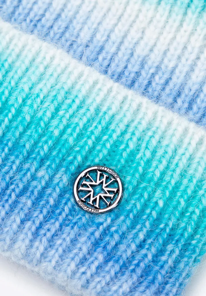 Cappello invernale da donna Wittchen in stile ombré, acrilico bianco-blu