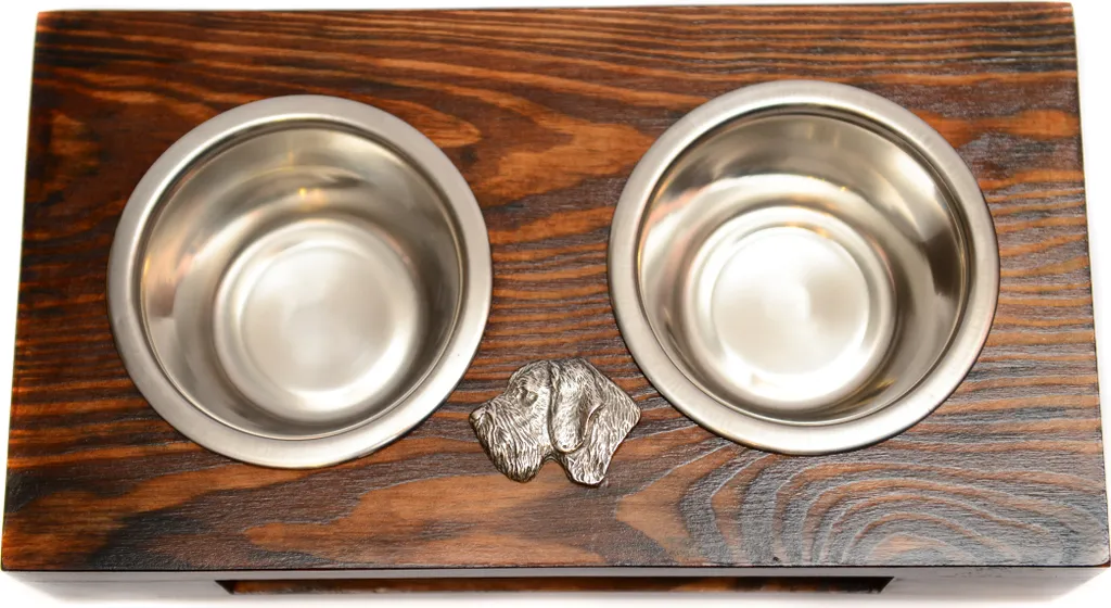 Set Ciotole Cani Deutsch Drahthaar Art-Dog | Legno e Acciaio Inox