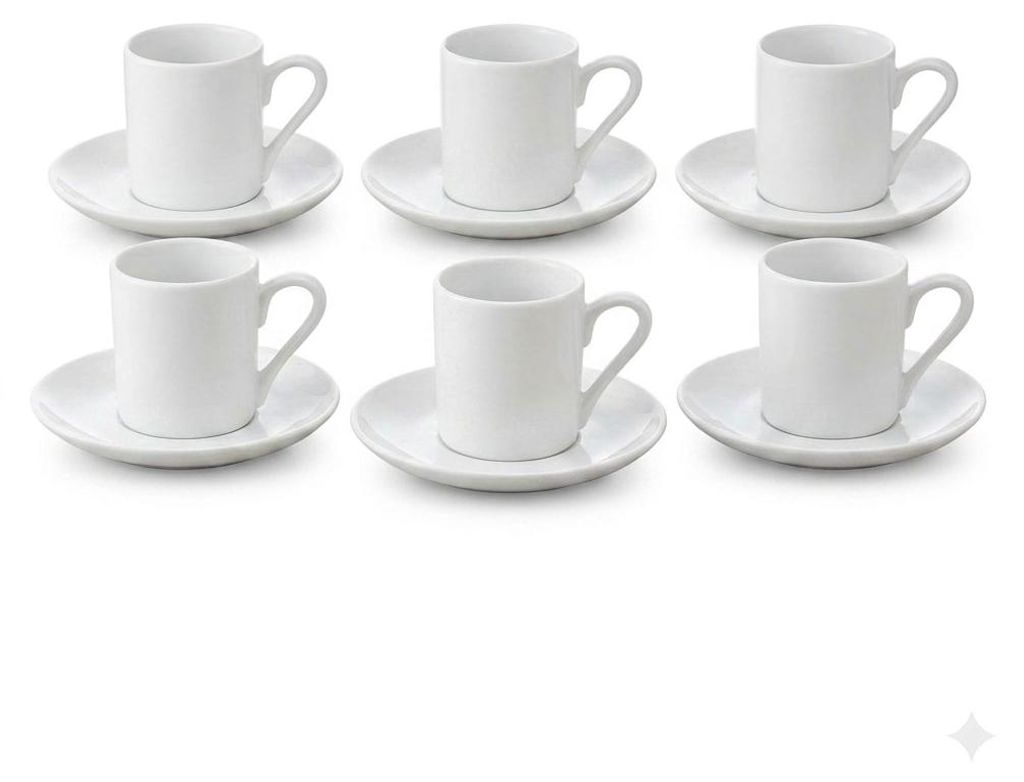 Sada 6 ks – Šálka Mini 70 ml – Mliečna biela, porcelán, by Obrázok produktu 