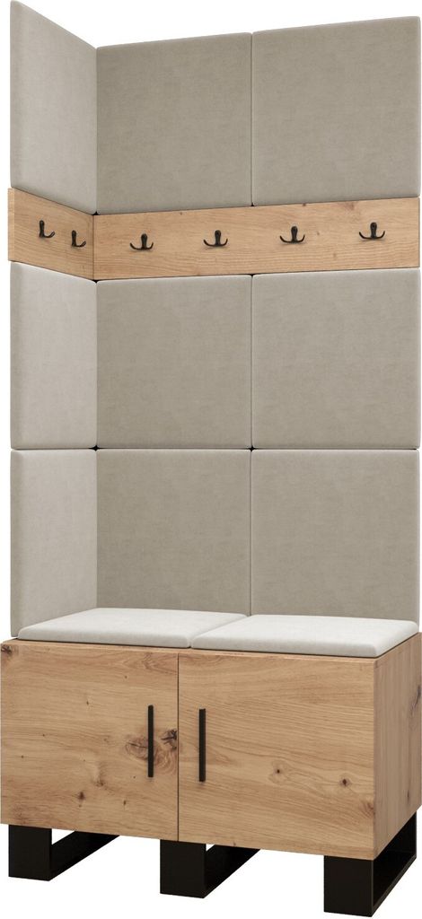 Garderobe ARTIN Set 11 mit gepolsterten Paneelen Industrial Design