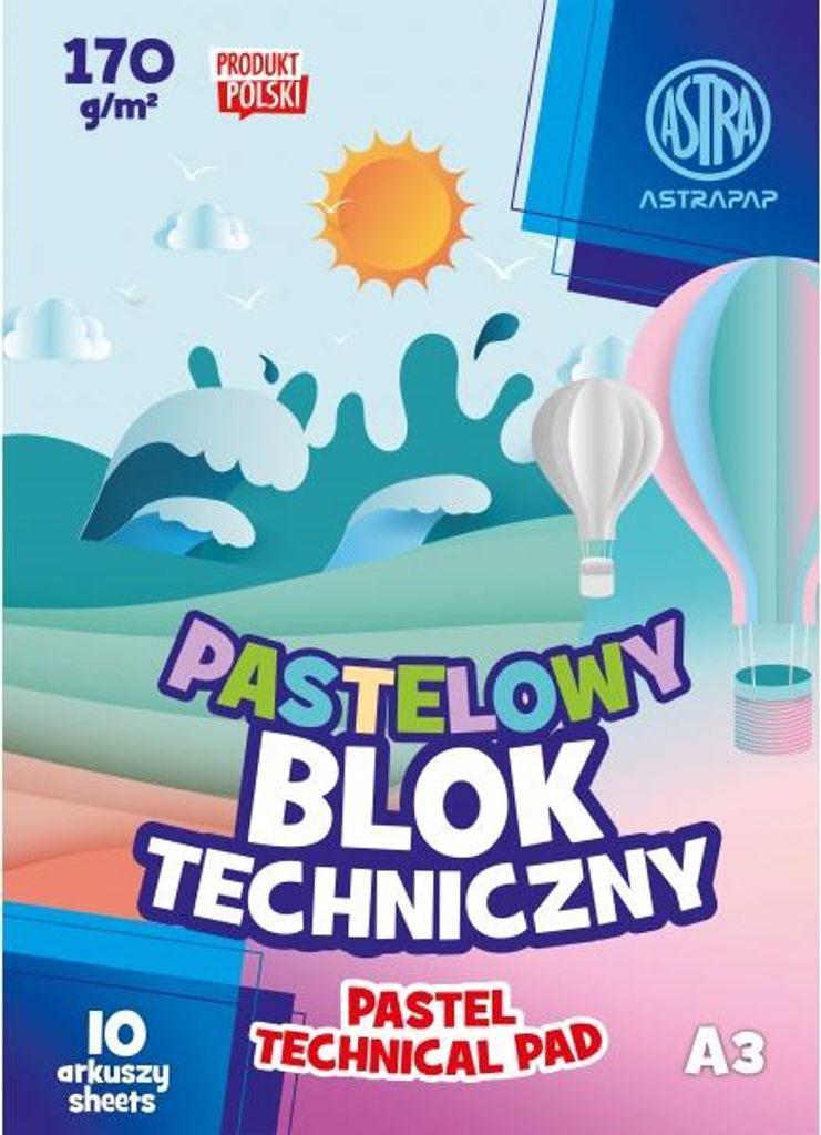 Pastellfarbenes Papier A3 AstraPAP, 10 Blatt, 170g/m2, 106022004