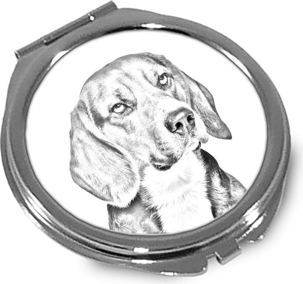 Beagle - Taschenspiegel mit Hund, personalisierter Taschenspiegel, kompakter Spiegel mit Art-Dog-Logo