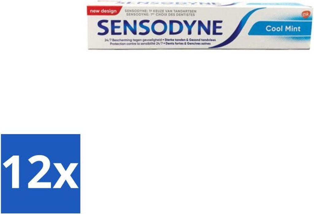 Sensodyne Zahnpasta – Cool Mint – Für empfindliche Zähne – 75 ml - Vorteilspack - 12 Stücke