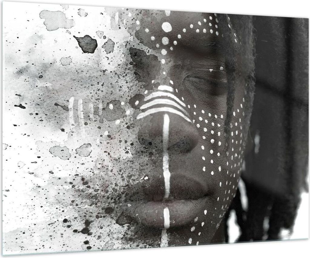 Bilder auf glas - Einteilig - Afrikanisch Autochthon Gesicht - 100x70cm - Glasbilder - Wandbilder - Bilder - Wanddekoration aus Glas - Glas Bilder ...