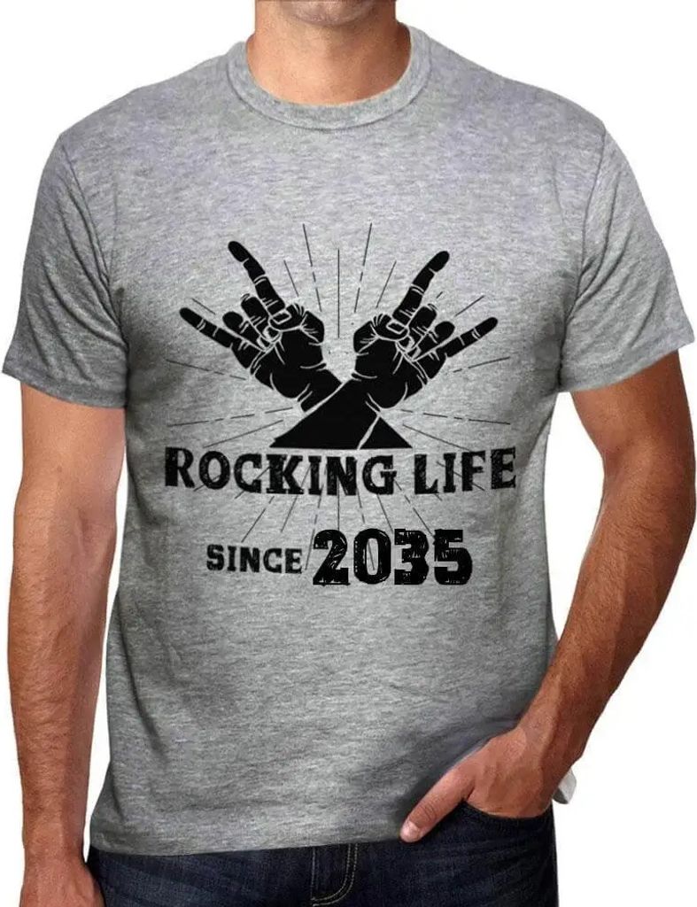 Herren Grafik T-Shirt Das Leben rocken seit 2035 – Rocking Life Since 2035 – Öko-Verantwortlich Vintage Jahrgang Kurzarm Lustige Druck Geburtstag
