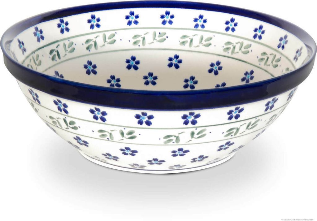 Original Bunzlauer Keramik 2 Liter Schüssel Schale Ø20,5 cm Salatschüssel Beilagenschüssel Rührschüssel Obstschale [Form 1] dickwandig und ro...