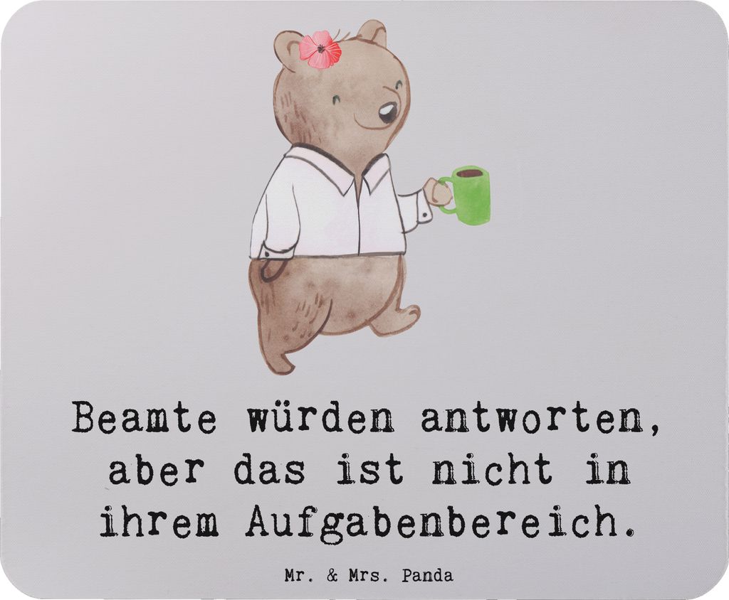 Mr. & Mrs. Panda Mousepad Beamtin Humor - Grau Pastell - Geschenk, Jubiläum, laptop, Präzision, Witz, computer mauspad, Freundin, Berufsgestaltun...