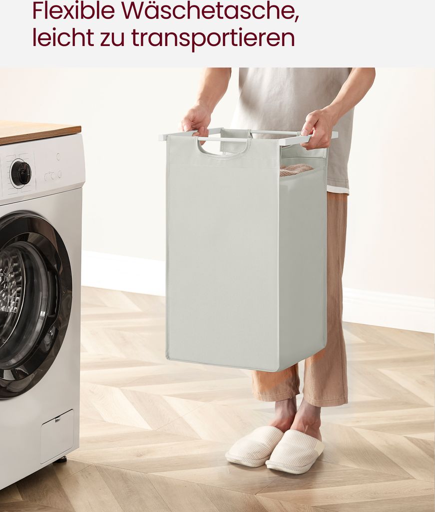 VASAGLE Wäschekorb 2 Fächer, mit Ablage, ausziehbar Produktbild 7
