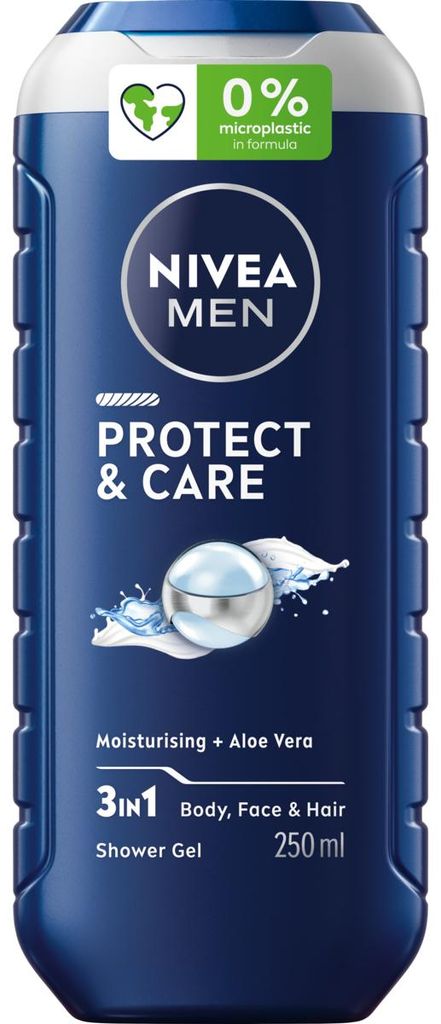 NIVEA MEN Protect & Care 3-in-1 Duschgel für Männer - für Gesicht, Körper und Haar, 250 ml