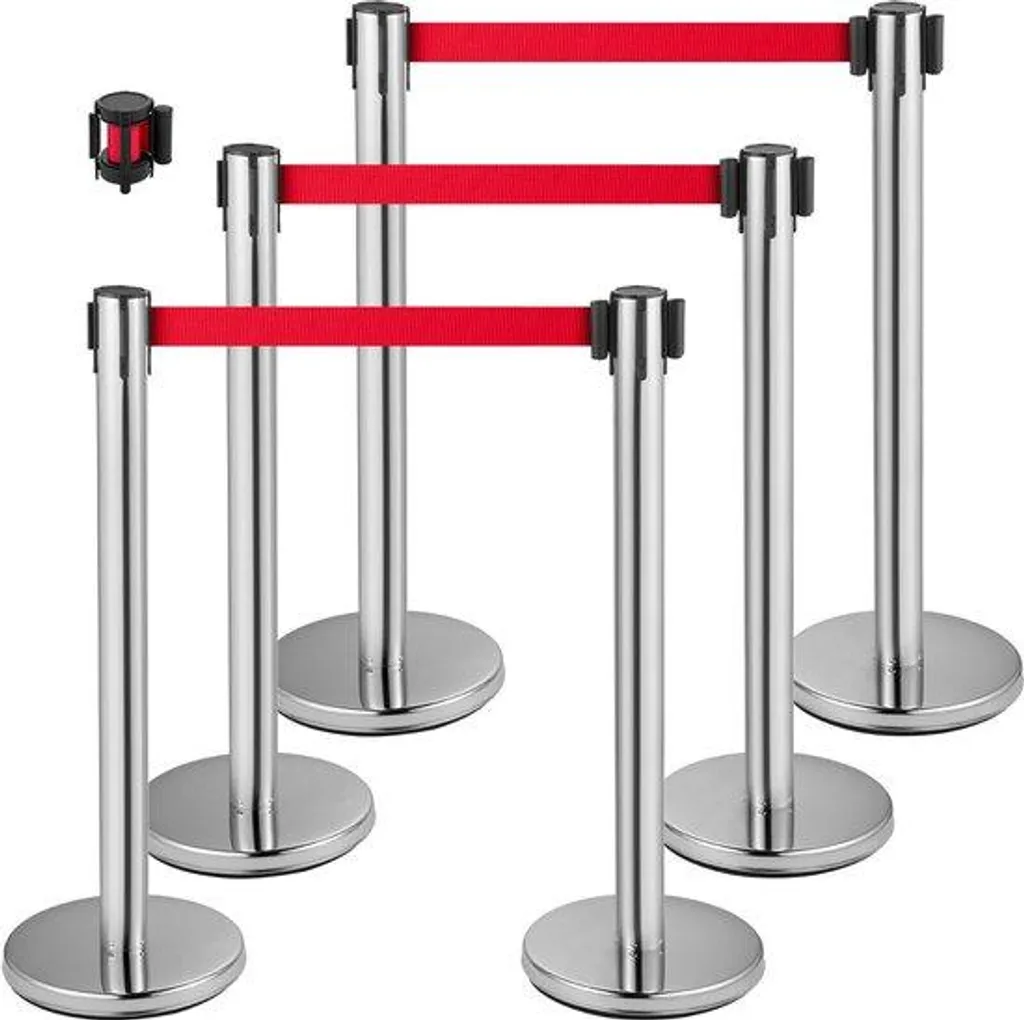 Kit de 6 Barrières de Guidage Client avec Cordon pour Accueil et ERP