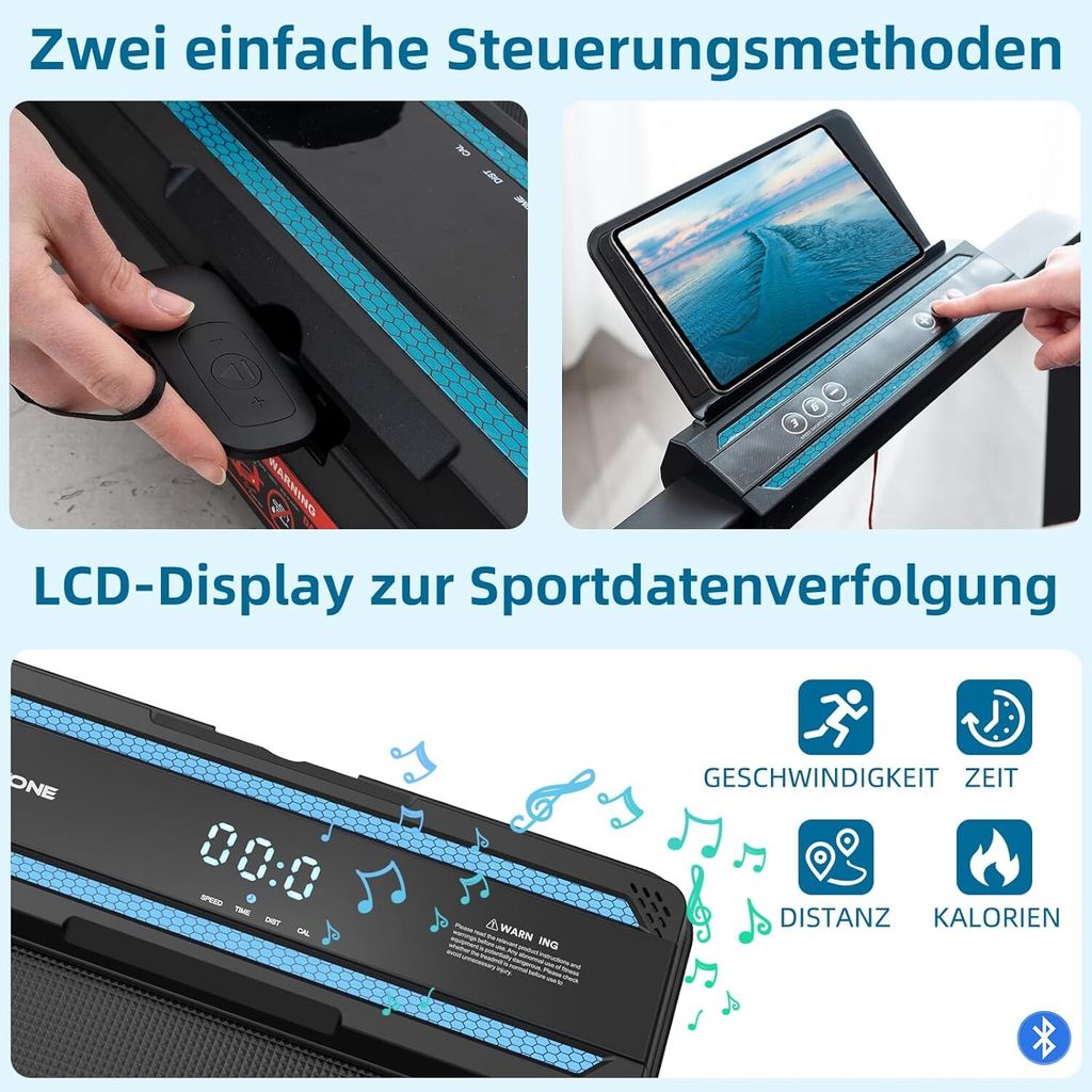 Běžecký pás GEARSTONE, skládací běžecký pás 2 v 1 1400W s Obrázek produktu 4