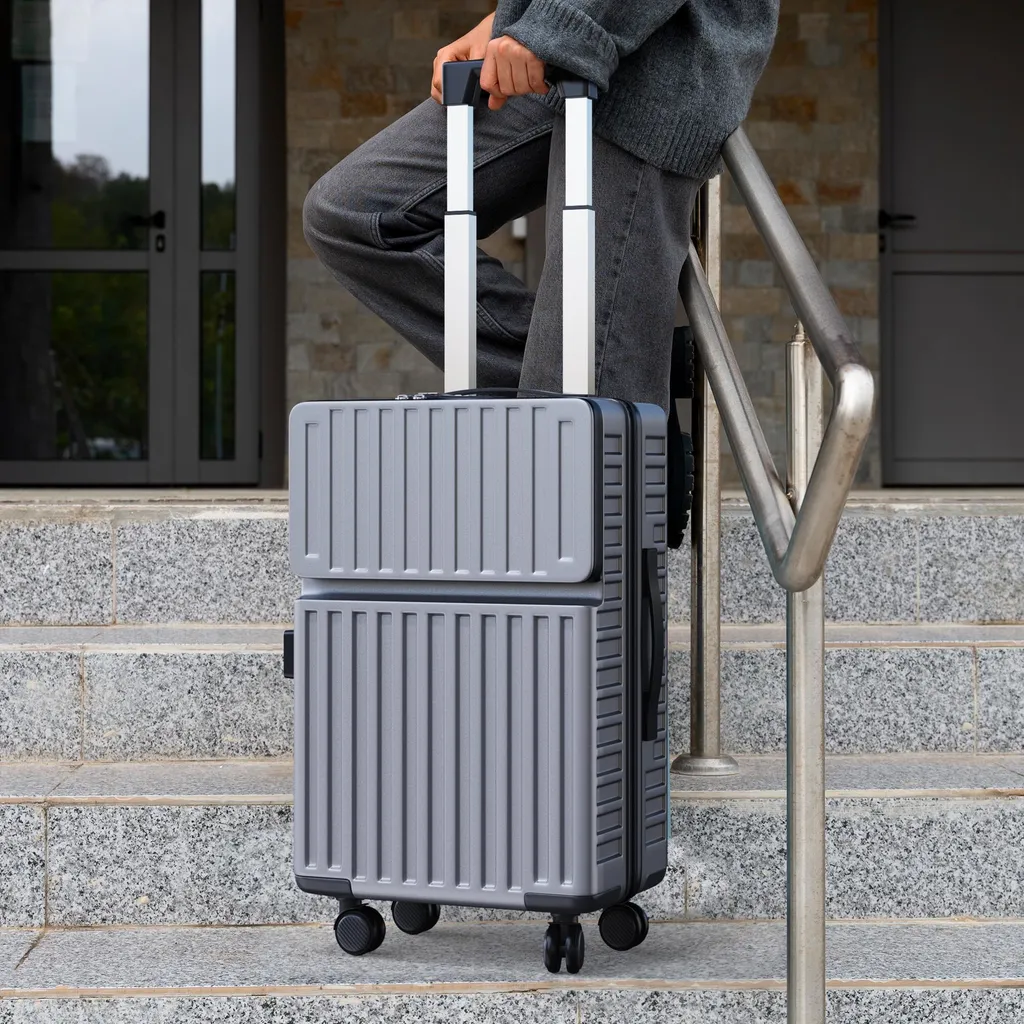 Set 2 Trolley Economici 20/24 Pollici Grigio - Offerta Valigie Ruote 360