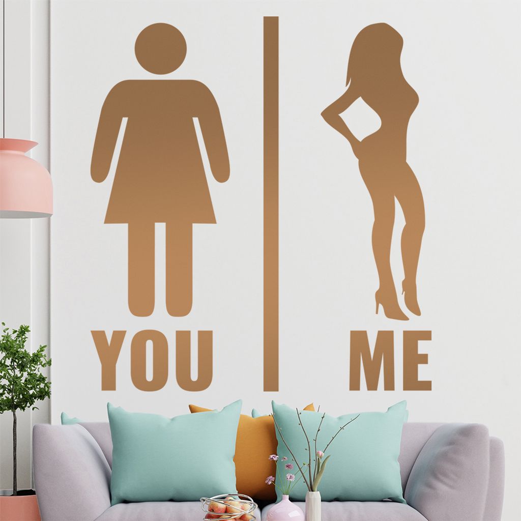 KIWISTAR You and Me - Du und Ich Body Wandtattoo in 6 Größen - Wandaufkleber Wall Sticker - Dekoration, Küche, Wohnzimmer, Schlafzimmer, Badezimmer