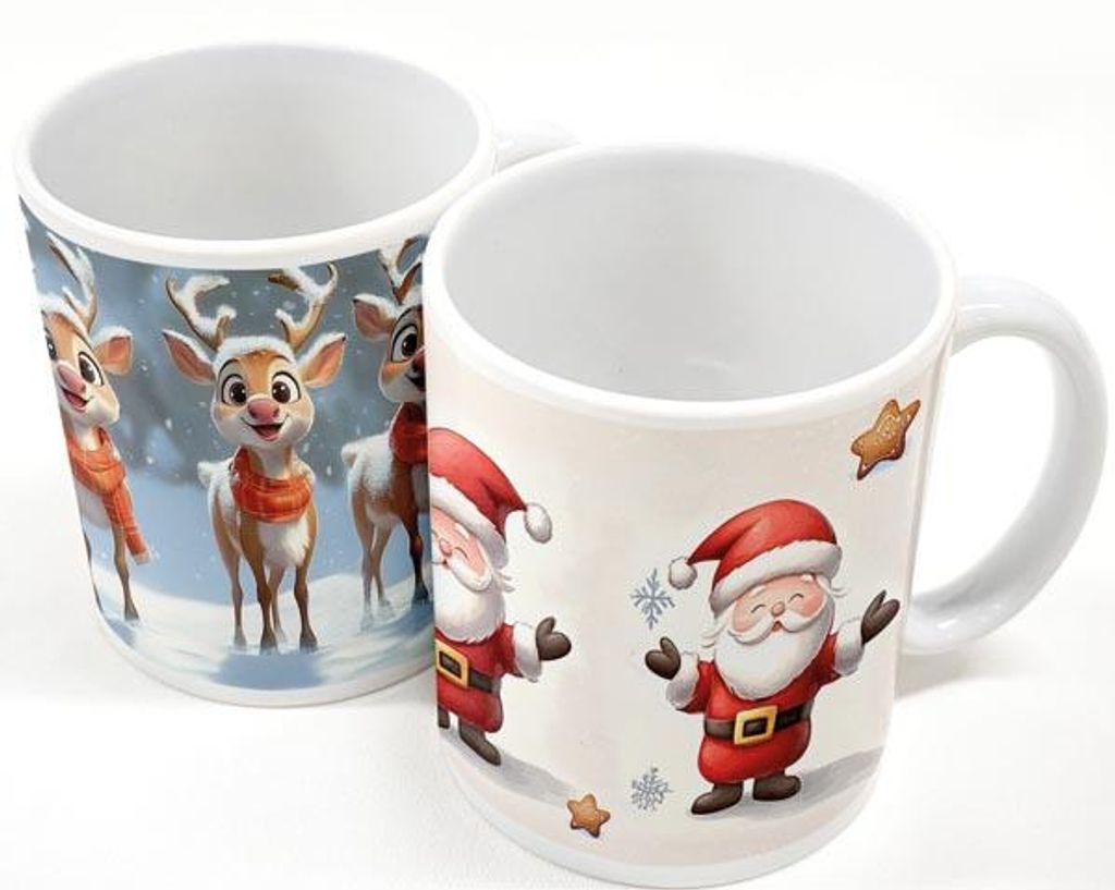 Kaffeebecher mit Santa oder Rudolph 9,5x8cm