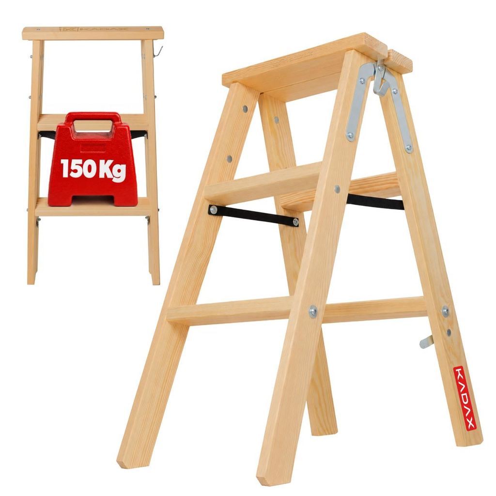 KADAX Malleiter aus Holz, ausziehbar, 2x3 Stufen, klappbar, Produktbild 