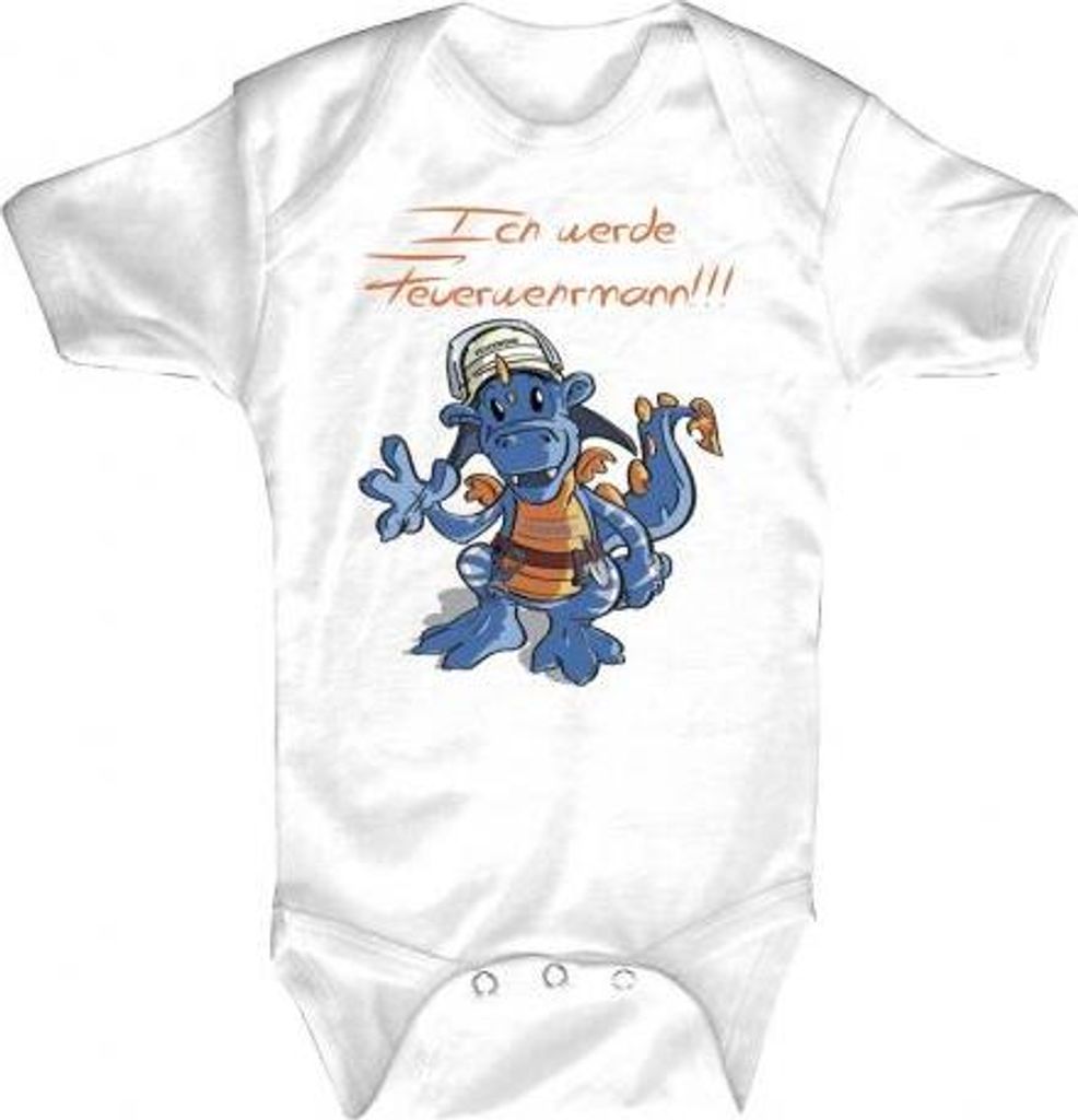 Baby-Body Babystrampler mit Print - Drache - Ich werd Feuerwehrmann - 12712 - Gr. 0-24 Monate Größe - 6-12 Monate