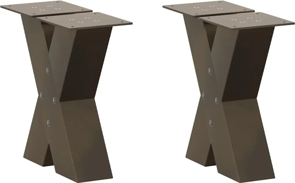 Gambe del tavolino a forma di X 2 pz. Acciaio naturale 40x(30-31) cm Acciaio