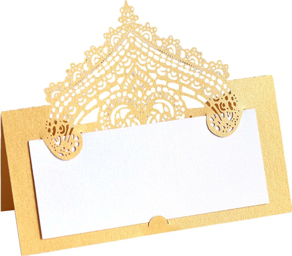 50 Counts Laser Cut Tischkarten, 9cm Tischkarten Für Hochzeit Greenery Seating Tischkarten Zelt Blank Tischkarten, Folding Namenskarten(gold)