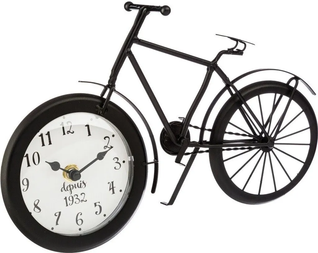 Horloge vélo métal vintage - Décoration rétro pour meuble et étagère