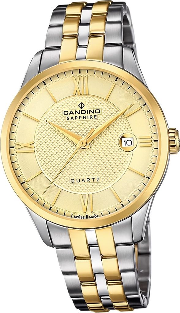 Candino Edelstahl Herren Uhr Analog Casual Armbanduhr silber gold Classic D2UC4706/A