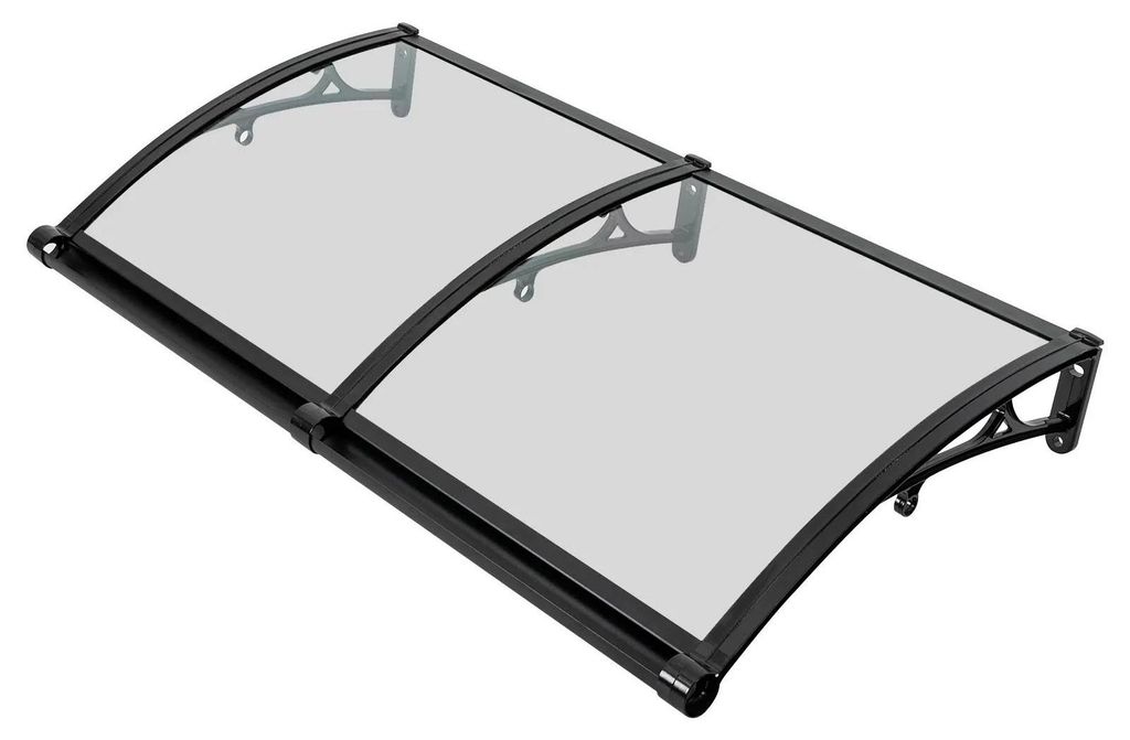 Haustür Vordach - Wandmontage Überdachung - 120 x 60 cm - Aluminiumlegierung & Polycarbonat - Sonnen- & Regenschutz - Schwarz - Tragkraft 200 kg ...