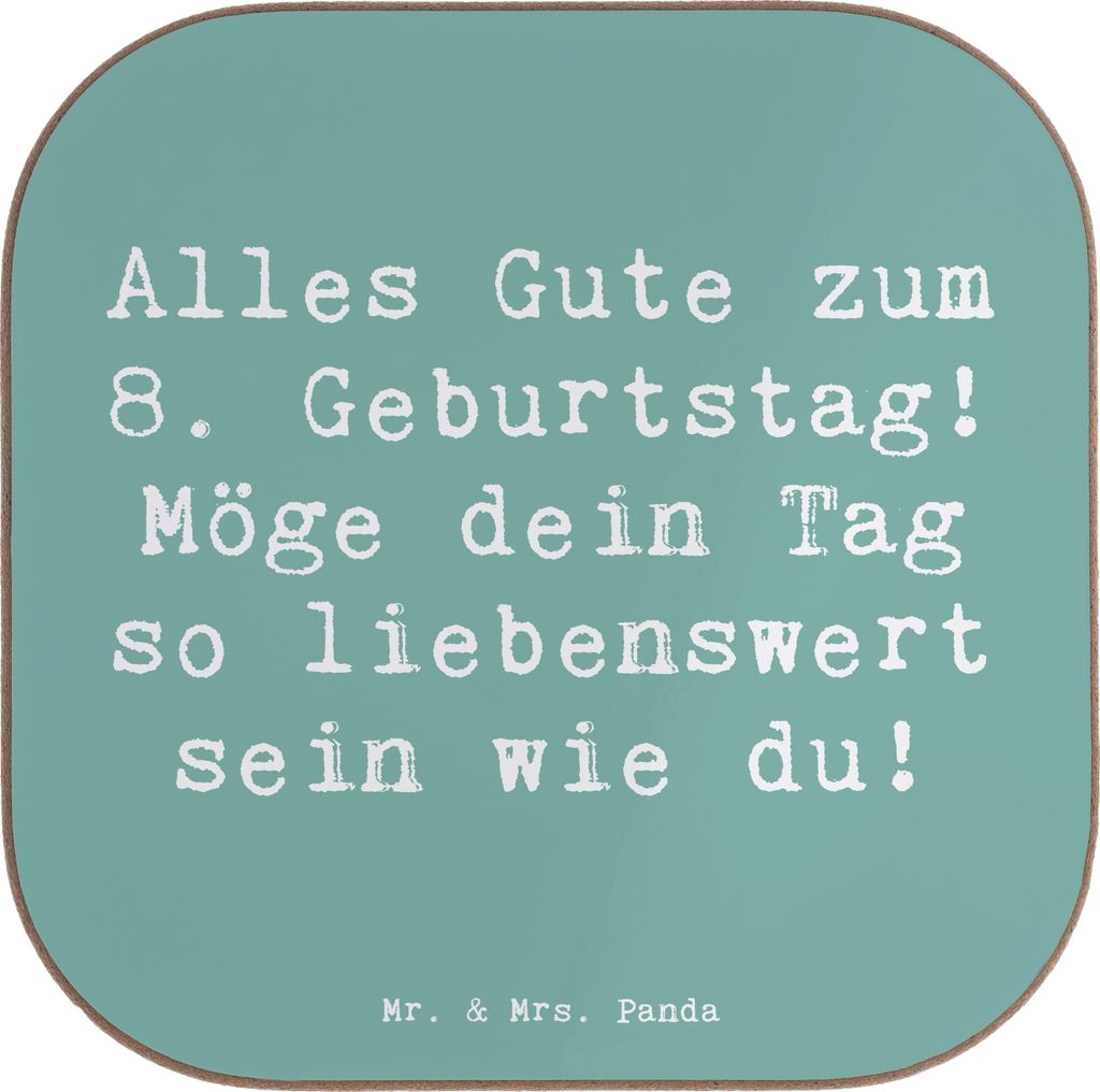 Mr. & Mrs. Panda Untersetzer für Gläser Spruch 8. Geburtstag - Meeresbrise - Geschenk, Happy Birthday, strahlender Tag, Alter, Tischuntersetzer, ...
